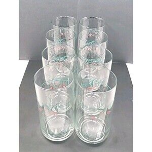 Vintage 8 Corelle Rosemarie Tea Glasses Tumblers 16 Oz Pink Flower Green Vine